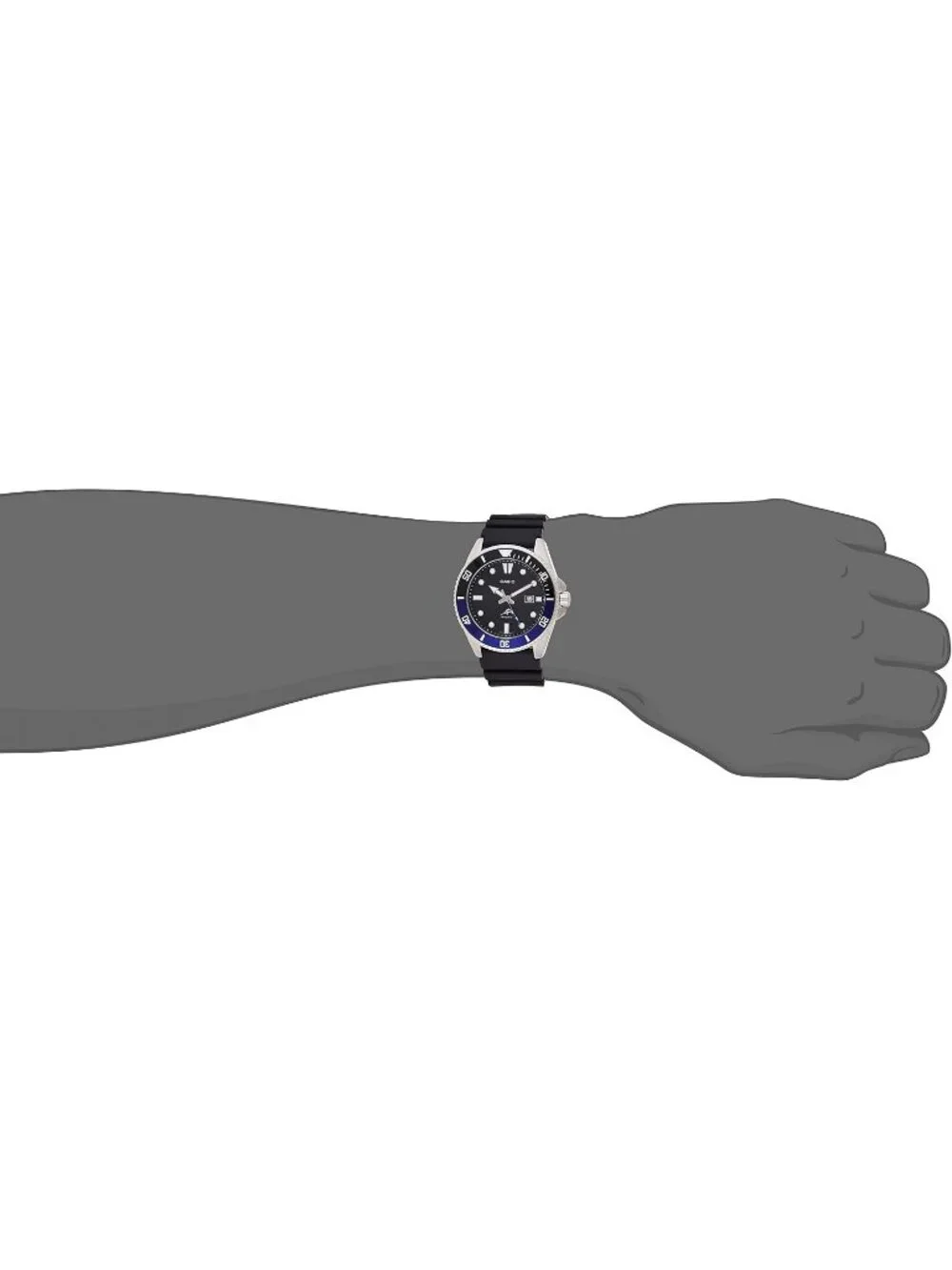Unisex Black Blue Stainless Steel Case Resin Band Analog Date Display Watch